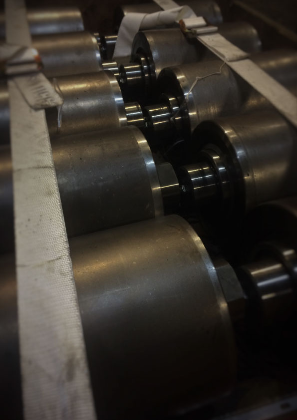 Slidte &Oslash;200mm ruller for backup af valser.